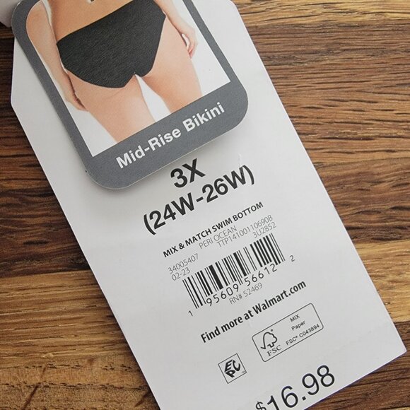 Blue Soft Time and Tru Mid Rise Ribbed Bikini Bottom - Picture 5 of 6